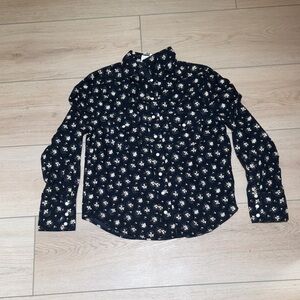 THE GREAT. Black Floral Button Down Shirt